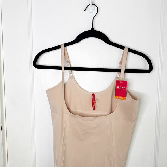 SPANX OnCore Open-Bust Mid Thigh Bodysuit Soft Nude NEW Size 1X Slimming Shaping - Picture 3 of 15